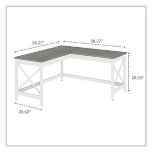 Alera ALEWSF5959GY Escritorio tipo granja en forma de L de 58,27 pulgadas. X 58.27 Pulgadas X 29.53 Pulgadas Escritorio para Computadora Gris/Blanco - Product Image 4