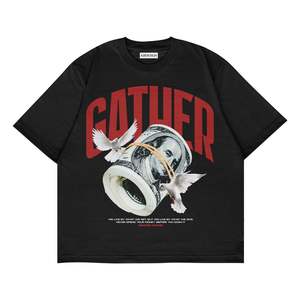 Camisetas de gran tamaño Assali para hombre de alta calidad, Camiseta de punto informal de verano con estampado completo, patrón de manga corta, teñido liso, venta al por mayor - Product Image 6