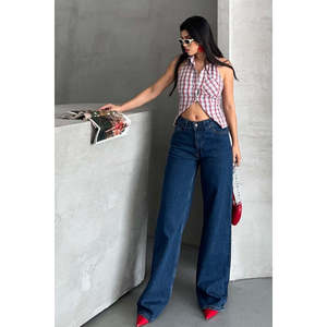 Jeans amples à jambes larges 7031 - Délavage foncé uni - Product Image 1