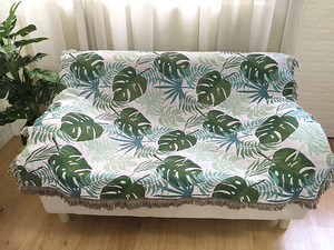 Jeté et couverture en coton/polyester tissé jacquard de style forêt tropicale moderne, 50x60 pouces, portable pour toutes les saisons - Product Image 2