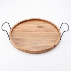 Bandeja de servicio de madera de roble teñido negro Bandeja de pedestal cuadrada con diseño moderno para cocina y decoración del hogar - Product Image 4