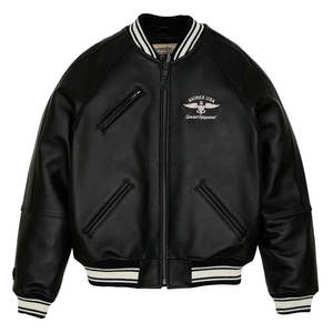 Chaqueta de cuero de calidad premium para hombre de tendencia superior Nueva llegada Tamaño adulto Color sólido con cuello alto y logotipo frontal - Product Image 1