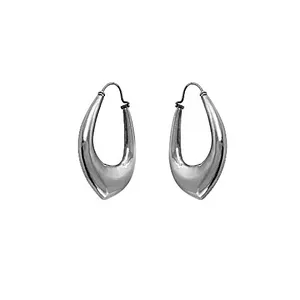Boucles d'oreilles créoles en forme de larme en argent moderne pour femmes - Bijoux en alliage - Product Image 1
