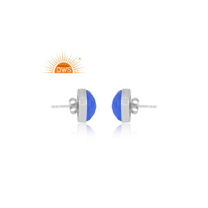 Meilleure vente en argent Sterling fin naturel bleu calcédoine pierres précieuses boucle d'oreille bijoux personnalisés pour les femmes cadeau pour elle - Product Image 4
