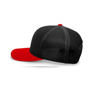 BRANIS SPORTS Black <b>Red</b> Mesh Trucker Hat 6-Panel Adjustable Unisex Casual Cap Adult Four Seasons Wear 100% Polyester - Product Image 3