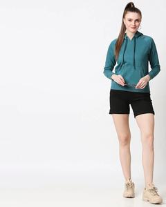 เสื้อฮู้ดผ้าฟลีซพิมพ์ลายสีเขียวอมฟ้าสำหรับผู้หญิง นุ่ม อุ่น สวมใส่สบาย แขนยาว มีกระเป๋าจิงโจ้ด้านหน้า ปรับแต่งได้ เป็นมิตรกับสิ่งแวดล้อม - Product Image 2