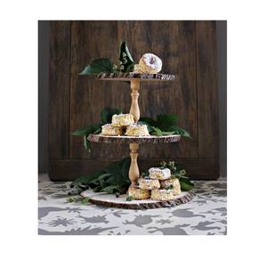 2-Tiered Wooden Cake Stand for Serving Desserts Charcuterie Kitchen <b>Counter</b> Food Organizer Placements Elegant Wood Cake Tools - Product Image 5