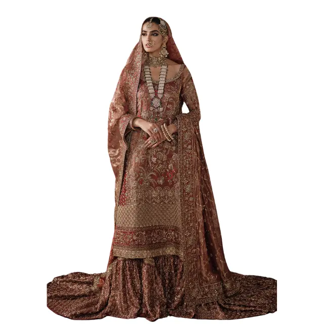 파키스탄/인도 설계자 신부 여자 드레스 뜨거운 판매 웨딩 웨어 BRAT/Wallima 원피스 대 한 dulhan 최고 품질 원피스 OEM