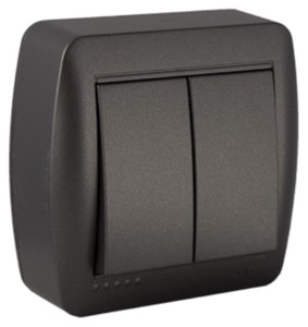 Interruttore a doppia superficie in grafite, Serie Mural (Solera MUR12NGU) - Product Image 1