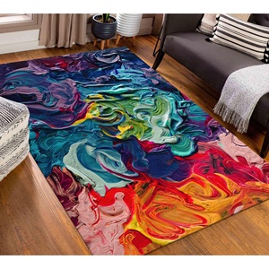 Alfombra Abstracta Colorida: Arte Moderno, Alfombra Antideslizante, Alfombra Suave No Tejida - Product Image 1