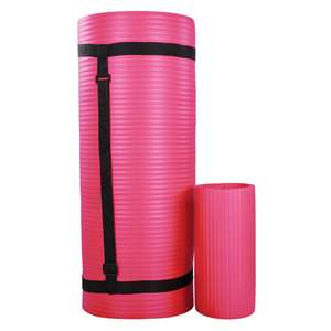 Tappetino Yoga Extra Spesso 10mm BalanceFrom Fitness 1 con Protezione Ginocchia e Cinghia per il Trasporto, Eco-Friendly in TPE NBR PU, Rosa - Product Image 1