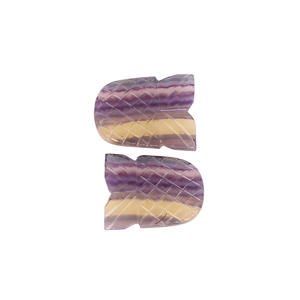 Lot de 2 pierres précieuses 75cts Multi Fluorite Sculpture de pierres précieuses en vrac pour la fabrication de bijoux Bague en pierre Boucle d'oreille - Product Image 3