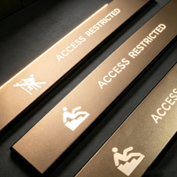 Panneau d'avertissement de sécurité rectangulaire en aluminium brossé, symbole et texte gravés sur mesure, plaque d'avis pour porte intérieure, signalétique murale pour hôtel et bureau