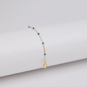Pulsera de Cadena de Plata de Ley 925 Hecha a Mano en Turquía, con Diseño de Esmalte Azul, Chapada en Rodio y Oro, Joyería para Mujer - Product Image 3