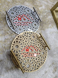 Decoración del hogar/Bandeja de lujo Best Seller Bandeja de servicio de oro para centros de mesa/Último diseño Coral Design Table Top Vanity Tray - Product Image 2