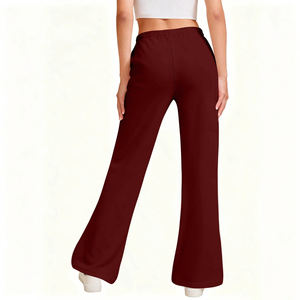 Pantalones Deportivos Acampanados de Diseño Personalizado al por Mayor, de Algodón y Felpa, Holgados para Exteriores, con Cintura Ajustable con Cordón, para Mujer - Product Image 2