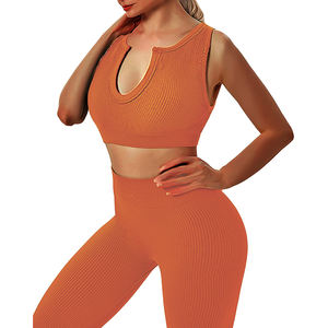 2023 conjunto de Yoga Reversible de talla grande para mujer, ropa deportiva ligera de alta calidad para gimnasio, Impresión de logotipo personalizado, el mejor diseño naranja - Product Image 5