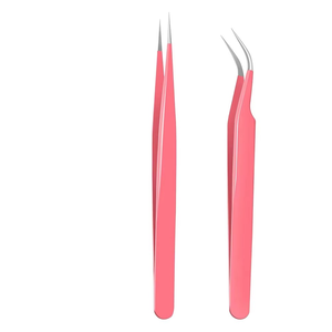 Pinzas para pestañas de grado quirúrgico, Punta puntiaguda, pinzas para pestañas de acero inoxidable alemán recubiertas de rosa para herramientas de salón de belleza - Product Image 3