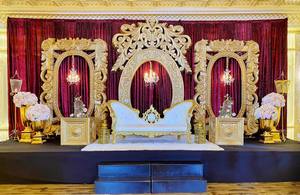 Decoración de Escenario Dorado para Bodas con Temática Marroquí, Decoración de Escenario para Nikah con Temática Musulmana, Decoración de Escenario Tradicional para Recepción de Bodas en Atlanta - Product Image 4