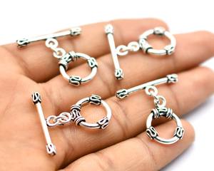 16X27mm Bali Toggle Clasp Oxidized Silver Plated Oxidized Copper Sterling Silver Plated 18k Gold plated <b>Jewellery</b> Clasp B571 - Product Image 2