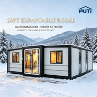 Maison conteneur extensible à double aile de 30 pieds, étanche et ignifuge, avec structure en acier, cabine mobile pour la vie en extérieur