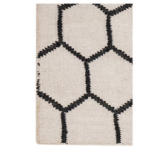 Alfombra Rectangular Geométrica de Lana y Viscosa Tejida a Mano, Color Marfil, para Pasillo o Sala de Estar Juvenil - Modelo ADWV-13009 - Product Image 4