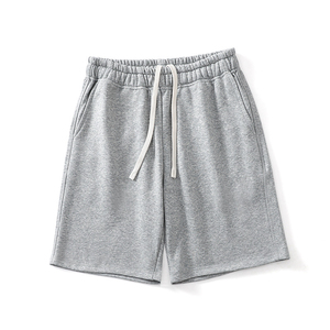 Shorts en coton uni pour homme, taille élastique avec cordon de serrage, décontractés, respirants, style Bermuda - Product Image 5