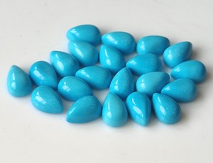 Prix de gros naturel Arizona Turquoise 3x5mm-7x10mm poire Cabochon bleu dos plat pierre précieuse en vrac pour la fabrication de bijoux - Product Image 2