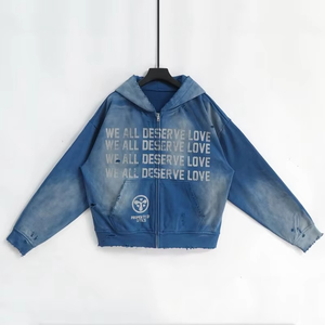 เสื้อฮู้ดดี้ทรงสี่เหลี่ยมพิมพ์ลายโลโก้ตามสั่งสำหรับผู้ชาย ผ้าฝ้าย 100% ไซส์ใหญ่ ซันเฟดวอช ดีไซน์ยูนิเซ็กซ์ ซิปหน้า ลายพิมพ์ 3 มิติ สำหรับฤดูหนาว - Product Image 1