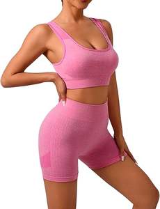 Stylish orange yoga set <b>crop</b> top and pajama <b>leggings</b> breathable seamless fitness wear for women - Product Image 3