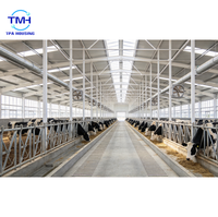 Bâtiments d'élevage préfabriqués résistants au vent et aux intempéries, à structure en acier anticorrosion, pour abris de vaches