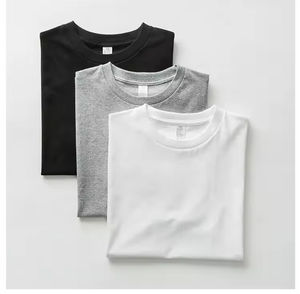 T-shirts pour hommes en coton surdimensionné unisexe manches courtes décontracté coupe ample lavage solide basique 100% coton coupe ample T-Shirt pour hommes - Product Image 2