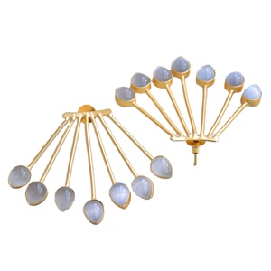 Boucles d'oreilles en laiton tendance à l'exportation, vente en gros, cristaux de guérison authentiques, finition plaquée or 18 carats, sans nickel, durables, prêtes à être expédiées en gros - Product Image 4