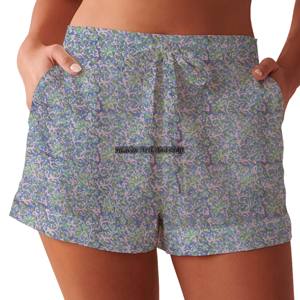 Nouveaux shorts pour femmes, imprimé floral en bloc, coupe décontractée, coton, imprimé à la main, shorts pour femmes, shorts d'été à imprimé en bloc - Product Image 4