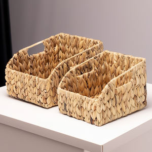 Cestas de Almacenamiento de Jacinto de Agua Hechas a Mano en Vietnam, Ecológicas, Duraderas, Multifuncionales, Organizador de Estilo Moderno para Cafetería, Minimalista - Product Image 2