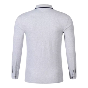 Men's Customized Grey Jercy Long Sleeve for <b>Polo</b> <b>Shirt</b> Whole Sale Solid Pattern Cotton for <b>Polo</b> Embroidery Logo Anti-Wrinkle - Product Image 2