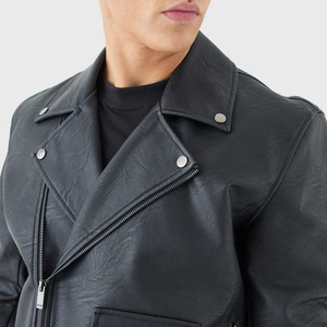 Veste en cuir pour hommes de haute qualité col rabattu logo avant coupe-vent imperméable style de rue OEM service personnalisé Pakistan - Product Image 5
