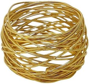 Rond de serviette rond en métal doré, décor de table évidé pour les fêtes de mariage, table à manger de Noël - Product Image 1