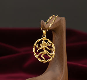 Collar de cadena de eslabones de rodio para uso diario con colgante espiritual Om Natraja, chapado en oro, diseño minimalista de animales con engaste de bisel, en tendencia. - Product Image 6