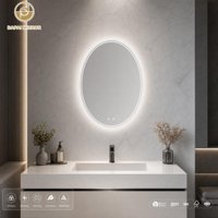 Miroir de salle de bain ovale rétroéclairé pour hôtel, avec cadre LED anti-buée en aluminium, personnalisé, par un fournisseur de fabricants éco-responsables