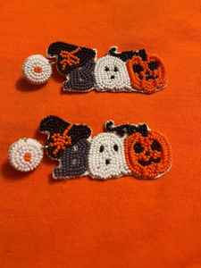 Nouvelles boucles d'oreilles légères faites à la main en perles de citrouille d'Halloween, orange, Jack-O-Lantern, BOO, perles, vente en gros pour femmes, boucles d'oreilles festives - Product Image 3