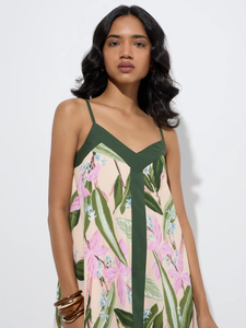 Vestido acampanado de algodón de inspiración botánica amarillo LOV - Product Image 3