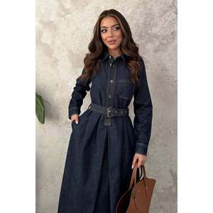 Robe longue en jean - Bleu - Product Image 3