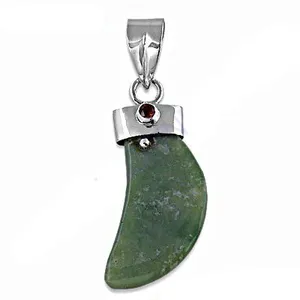 Collier avec pendentif en jade argent 925 - Pierre naturelle plaqué or rose rhodié - Product Image 1
