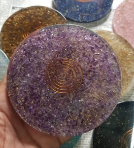 Posavasos de orgonita natural de gran oferta de la mejor calidad, posavasos de orgonita redondo a la venta, posavasos de orgonita de ágata al por mayor de la mejor calidad - Product Image 4