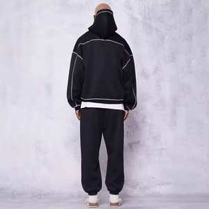 Sweat à capuche zippé en coton polaire imprimé de logo personnalisé avec 3 aiguilles et 5 coutures pour hommes Sweats à capuche zippés surdimensionnés pour hommes - Product Image 5