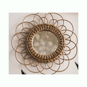 Miroir mural en rotin pour salon avec décoration de coiffeuse unique, miroir d'habillage unique fabriqué à la main miroir mural en rotin antique - Product Image 3