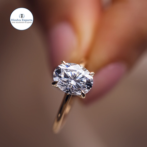 Anillo de compromiso y aniversario de estilo clásico de oro amarillo de 14 quilates 2.5CT Oval Lab Grown Diamond IGI Certified para boda - Product Image 1