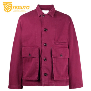 แจ็กเก็ตยีนส์แบบลำลองผ้ายีนส์สำหรับผู้ชายเสื้อโค้ทผ้าซาตินผ้าฝ้ายย้อมสีธรรมดาสไตล์สตรีท100% - Product Image 1