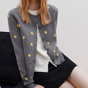 Cardigan Lavorato a <span class=keywords><strong>Maglia</strong></span> a <span class=keywords><strong>Pois</strong></span> di Alta Qualità per Donna, Giacca Maglione Casual alla Moda, Produzione di Fabbrica - Product Image 4
